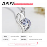 925 Silver Heart Crystal Necklace Chain Women Wedding Jewelry