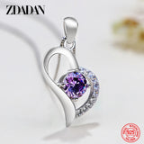 925 Silver Heart Crystal Necklace Chain Women Wedding Jewelry