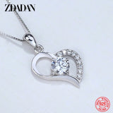 925 Silver Heart Crystal Necklace Chain Women Wedding Jewelry
