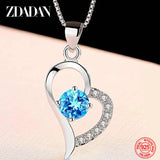 925 Silver Heart Crystal Necklace Chain Women Wedding Jewelry