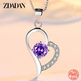 925 Silver Heart Crystal Necklace Chain Women Wedding Jewelry
