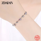 925 Silver Heart CZ Bracelet Chain Wedding Jewelry