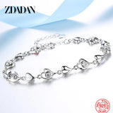 925 Silver Heart CZ Bracelet Chain Wedding Jewelry