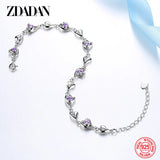925 Silver Heart CZ Bracelet Chain Wedding Jewelry