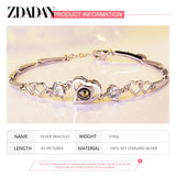 925 Silver Heart Charm Bracelet Chain for Women