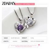 925 Silver Heart Crystal Necklace For Women