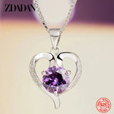 925 Silver Heart Crystal Necklace For Women