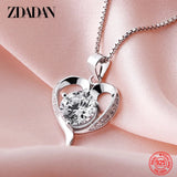 925 Silver Heart Crystal Necklace For Women