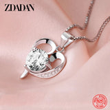 925 Silver Heart Crystal Necklace For Women