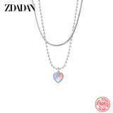 925 Silver Heart Double Necklace Chains Wedding Jewelry