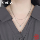 925 Silver Heart Double Necklace Chains Wedding Jewelry