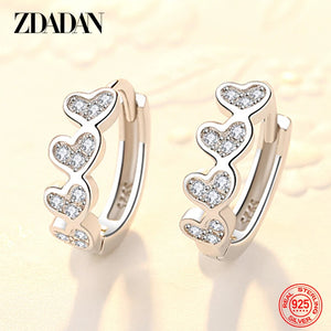 925 Silver Heart Hoop Earrings Women Wedding Party