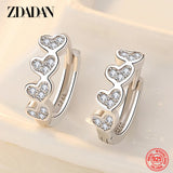 925 Silver Heart Hoop Earrings Women Wedding Party