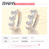 925 Silver Heart Hoop Earrings Women Wedding Party