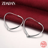 925 Silver Heart Hoop Earrings Wedding Party Jewelry