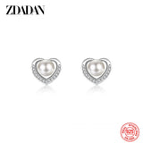 925 Silver Heart Pearl Earrings for Women Jewelry