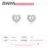 925 Silver Heart Pearl Earrings for Women Jewelry