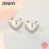 925 Silver Heart Pearl Earrings for Women Jewelry