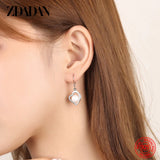 925 Sterling Silver Heart Long Pearl Earrings Wedding Jewelry