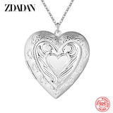 925 Silver Heart Photo Frame Pendant Necklace for Women