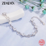 925 Silver Heart Crystal Bracelet Wedding Jewelry