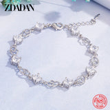 925 Silver Heart Crystal Bracelet Wedding Jewelry