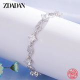 925 Silver Heart Crystal Bracelet Wedding Jewelry