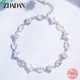925 Silver Heart Crystal Bracelet Wedding Jewelry