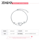 925 Silver Heart Crystal Zircon Bracelet Women Wedding Jewelry