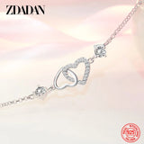925 Silver Heart Crystal Zircon Bracelet Women Wedding Jewelry