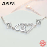 925 Silver Heart Crystal Zircon Bracelet Women Wedding Jewelry