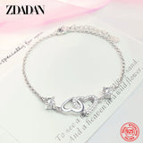 925 Silver Heart Crystal Zircon Bracelet Women Wedding Jewelry