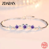 925 Silver Heart Zircon Bracelet Chain Women Wedding Gift