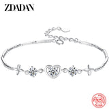 925 Silver Heart Zircon Bracelet Chain Women Wedding Gift