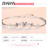 925 Silver Heart Zircon Bracelet Chain Women Wedding Gift