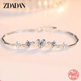 925 Silver Heart Zircon Bracelet Chain Women Wedding Gift