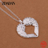 925 Silver Heart Wings Pendant Necklace Chain Wedding Jewelry