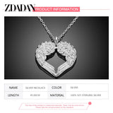 925 Silver Heart Wings Pendant Necklace Chain Wedding Jewelry