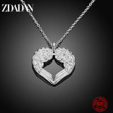 925 Silver Heart Wings Pendant Necklace Chain Wedding Jewelry