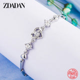925 Silver Heart Zircon Bracelet - Women's Gift Wedding Jewelry