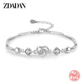 925 Silver Heart Zircon Bracelet - Women's Gift Wedding Jewelry