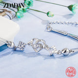 925 Silver Heart Zircon Bracelet - Women's Gift Wedding Jewelry