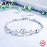 925 Silver Heart Zircon Bracelet - Women's Gift Wedding Jewelry