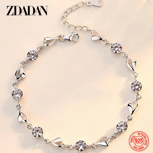 925 Silver Heart Zircon Bracelet Wedding Jewelry