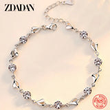 925 Silver Heart Zircon Bracelet Wedding Jewelry