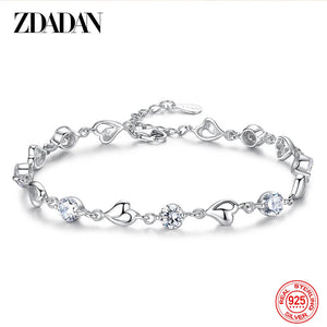 925 Silver Heart Zircon Bracelet Wedding Jewelry
