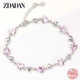 925 Silver Heart Zircon Bracelet Wedding Jewelry