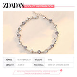 925 Silver Heart Zircon Bracelet Wedding Jewelry