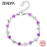 925 Silver Heart Zircon Bracelet Wedding Jewelry