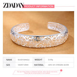 925 Silver Adjustable Cuff Bracelet for Women